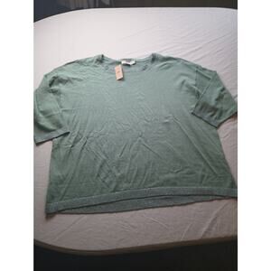 LOFT Plus Women 3/4 sleeve Linen Blouse Blue glitter NWT Size 20/22